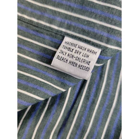 Brooks Brothers Mens Blue White Striped Button-Down Sport Shirt Large All Cotton - Picture 4 of 8